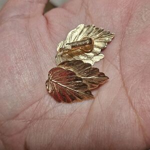 Trifari Gold Tone Leaf Clip-On Earrings